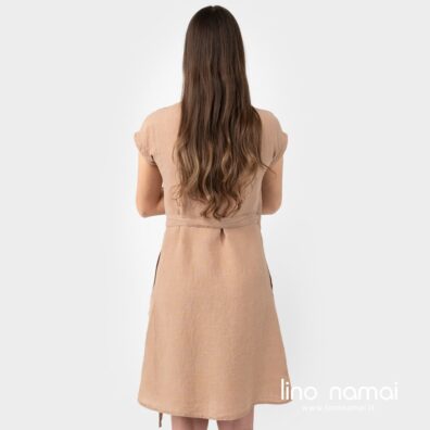 Lininė rusva suknelė, nugaros pusė