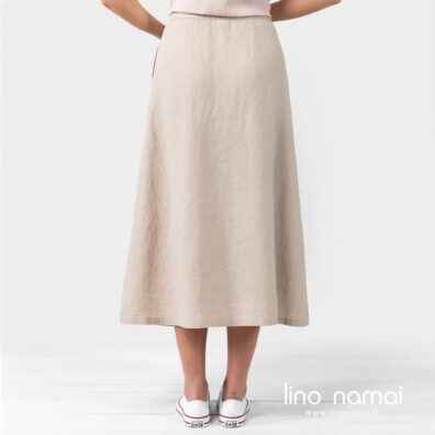 Lininis šviesiai pilkas sijonas, nugaros pusė