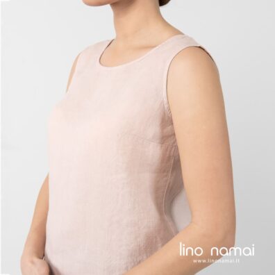 Berankovė tiesi švelniai rožinė lininė palaidinė