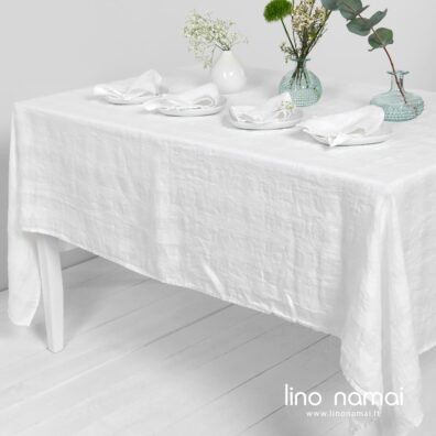 Lininė balta staltiesė