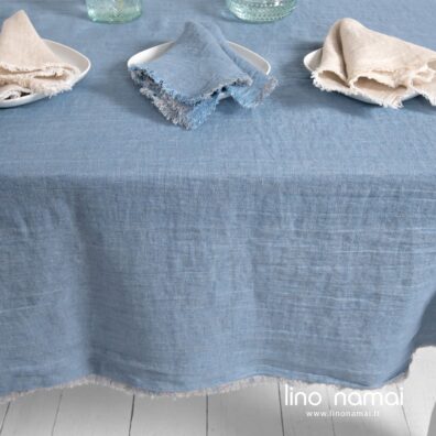 Pilkai melsva lininė staltiesė