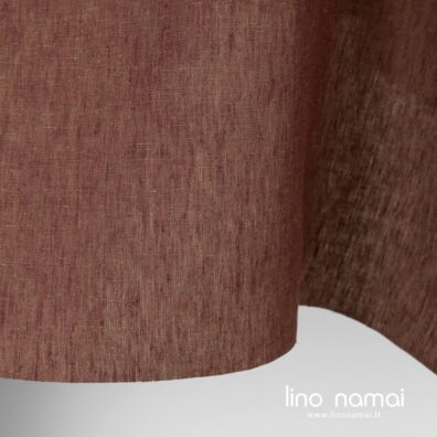 Lininis audinys išaustas iš rudai violetinių ir žalsvų verpalų