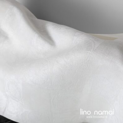 Lino - medvilnės audinys ryškiai baltas gėlėtas