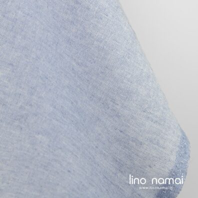 Melsvas melanžinis lino - medvilnės audinys drabužiams ir namų tekstilei siūti