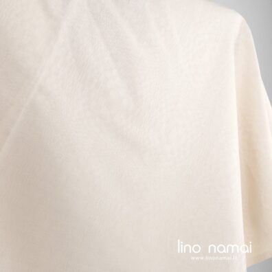 Šviesios kreminės spalvos lino - medvilnės audinys langeliais