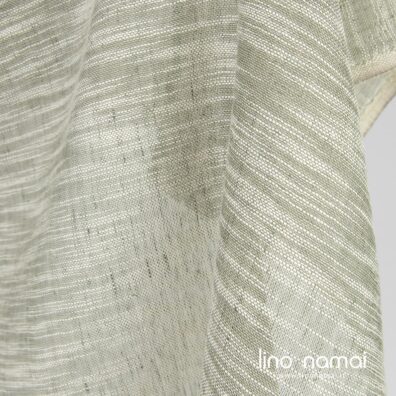 Lengvas retas žalsvai baltas melanžinis lino - medvilnės audinys