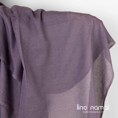 Puslininis audinys permatomas violetinis dryžuotas