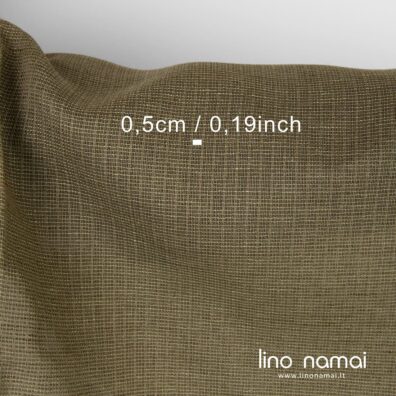 Lengvas retas lino - medvilnės audinys žalias dryžuotas