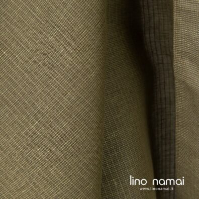 Lino - medvilnės audinys išaustas iš rudai žalių ir pilkšvai žalsvų verpalų