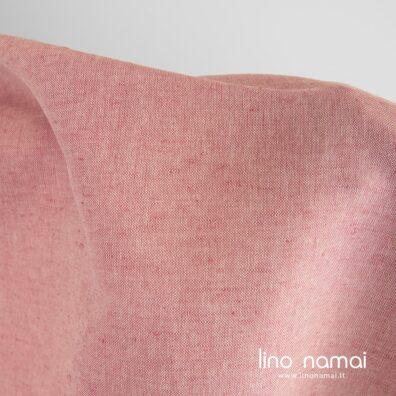 Puslininis audinys baltai rausvas drabužiams, namų tekstilei siūti