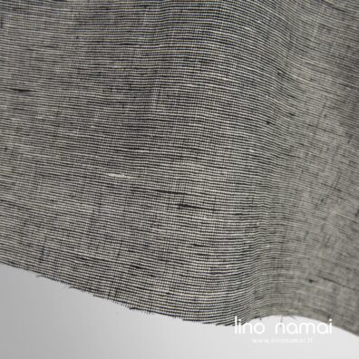 Melanžinis pilkai juodas 100% lino audinys