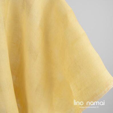 Lininis audinys permatomais langeliais išaustas iš dviejų atspalvių geltonų verpalų