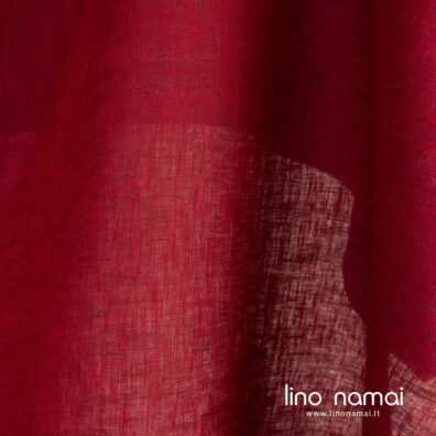 Lino audinys iš raudonų ir rudai violetinių verpalų