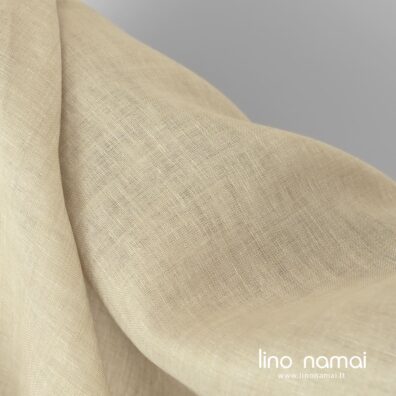 Lininiame audinyje suausti šviesūs žalsvai rusvi ir rusvai pilki verpalai, melanžas