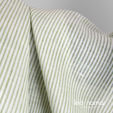 Lininis audinys žalsvas ažūriniais dryžiais lengvoms palaidinėms, šalikams, užuolaidoms, staltiesėms siūti