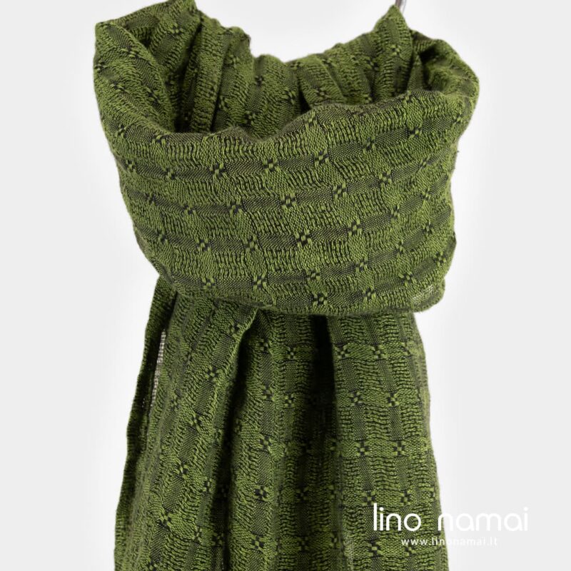 Lininis žalias &scaron;alikas ažūriniais langeliais