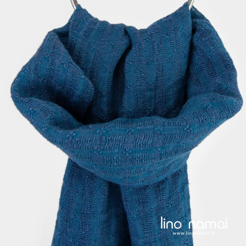 Lininis mėlynas &scaron;alikas ažūriniais langeliais