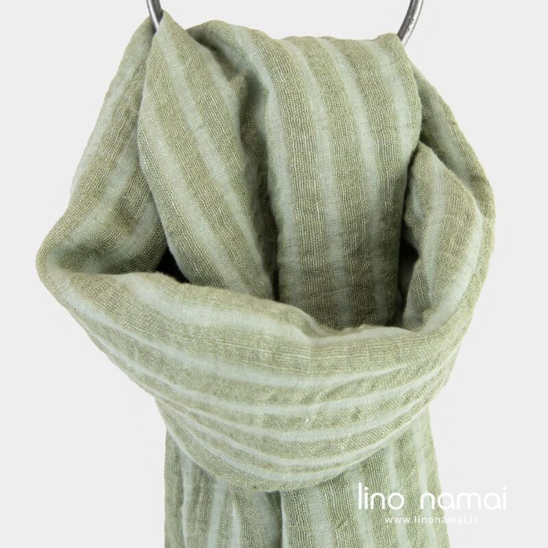 Lininis žalsvas &scaron;alikas ažūriniais dryžiais