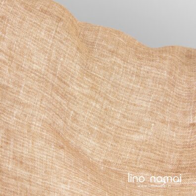 Lininis dvipusis dvisluoksnis rudas audinys skalbtas