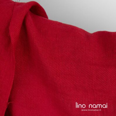 Raudonas raštuotas lininis audinys skalbtas minkštas švelnus