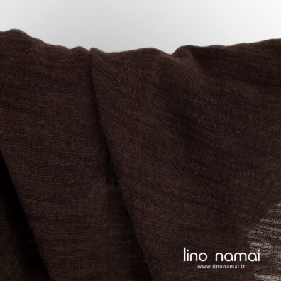 Lino - medvilnės audinys rudas retas skalbtas šalikams, skaroms, užuolaidoms siūti