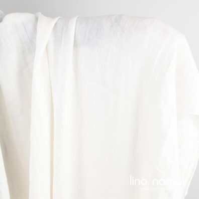Lininis audinys raštuotas baltas skalbtas