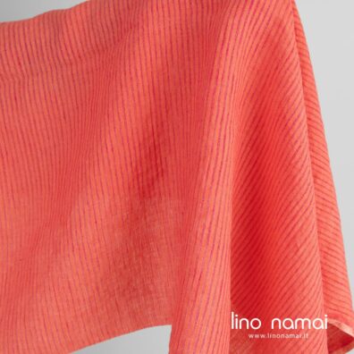 Lininis audinys rausvas dryžuotas skalbtas, malonus odai, švelnus, minkštas