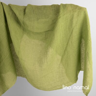 Lininis audinys permatomas šviesiai žalias skalbtas