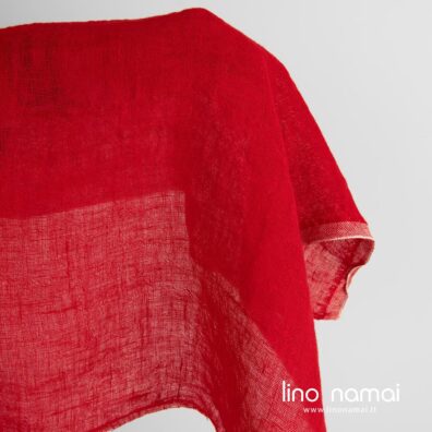 Lengvas retas raudonos spalvos lino audinys