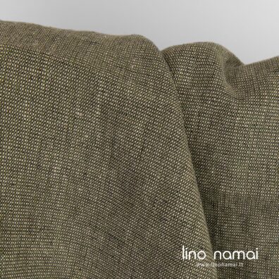 Lininis audinys pilkšvai žalias skalbtas sunkus tvirtas