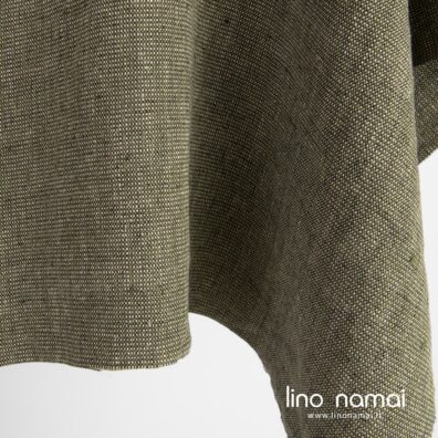 Lininis audinys pilkšvai žalias skalbtas pledams, sofos pagalvėlių užvalkalams, drabužiams siūti