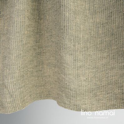 Lininis audinys „vafliniais“ langeliais iš žalsvai pilkų ir gelsvų verpalų