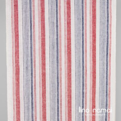 Lininis audinys rankšluostinis raudonais, mėlynais dryžiais