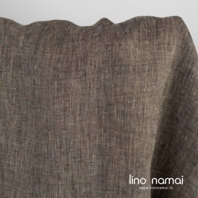 Lininis audinys gelsvai rudas melanžinis drabužiams ir namų tekstilei siūti