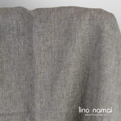 Lininis audinys geltonai juodas melanžinis