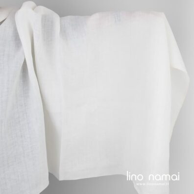 Lino audinys baltas raštuotomis juostelėmis