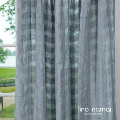 Lininė melsvai pilka užuolaida KORI