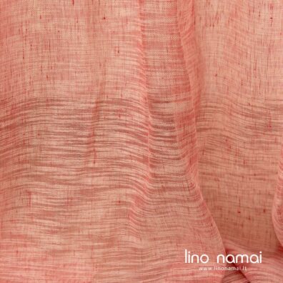 Rausva lino-medvilnės užuolaida su baltais atsitiktiniais dryžiukais