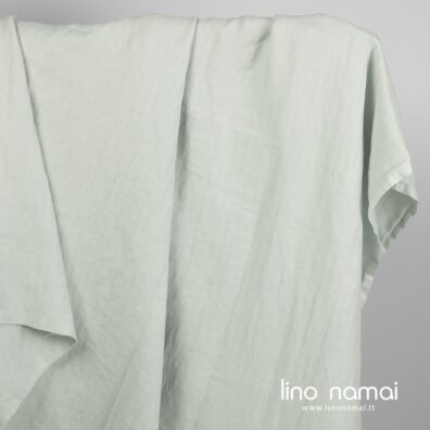 Puslininis audinys melsvai žalsvas raštuotas skalbtas