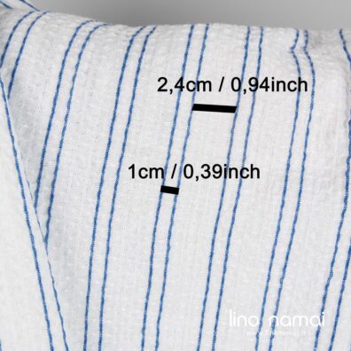 Medvilnės-kanapės audinys mėlynai dryžuotas skalbtas minkštas švelnus