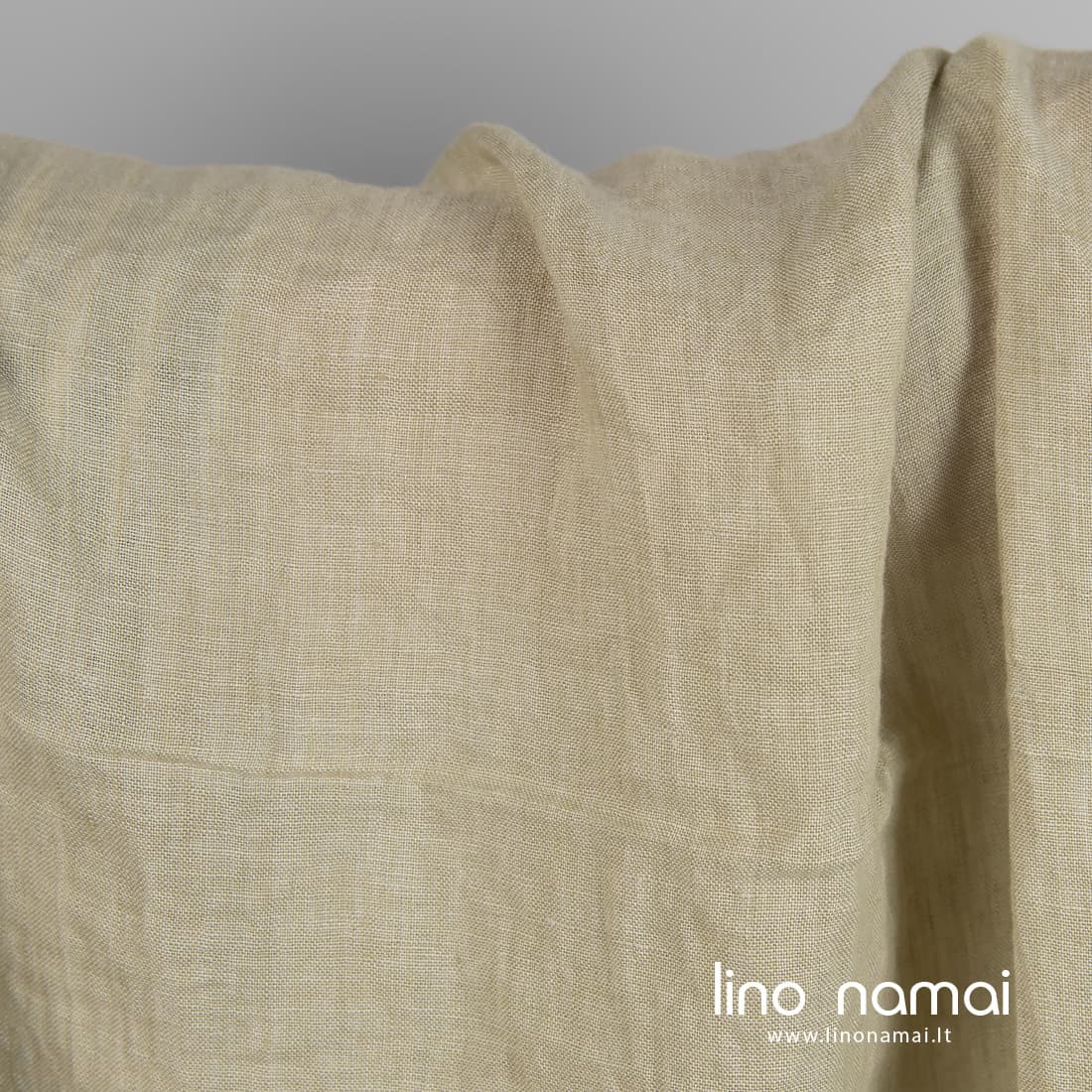 Lininis audinys pilkšvai rusvas skalbtas minkštas švelnus lengvas