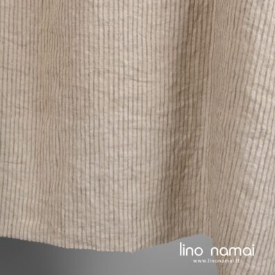 Lininis audinys rusvas dryžuotas skalbtas drabužiams ir namų tekstilei siūti