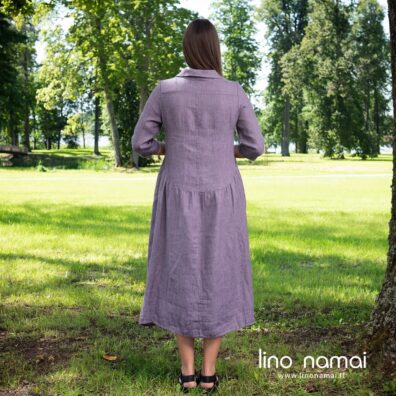 Lininė ilga violetinė suknelė