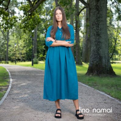 MONTANA lininė turkio spalvos suknelė