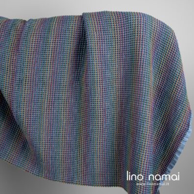 Puslininis audinys melsvas „vaflinis“ skalbtas