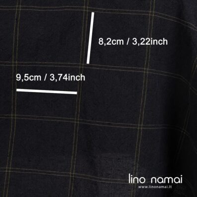 Languotas lino - medvilnės audinys iš juodų ir tamsiai žalių verpalų