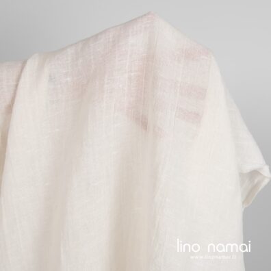 Puslininis audinys baltas skalbtas tinka lengviems drabužiams, šalikams, užuolaidoms siūti