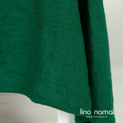 Lininė staltiesė žalios smaragdo spalvos, specialiai skalbta