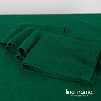 Lininė žalia servetėlė specialiai skalbta minkšta švelni