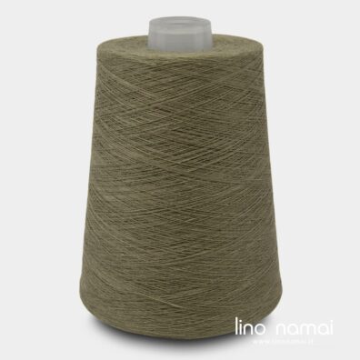 Lininiai verpalai šviesi tabako zalia spalva. Tinka nėrimui, mezgimui